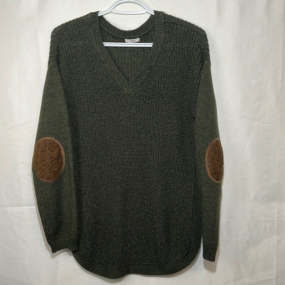 Ardene Knit Tunic with Elbow Patches Size LG Army Green - Picture 1 of 3